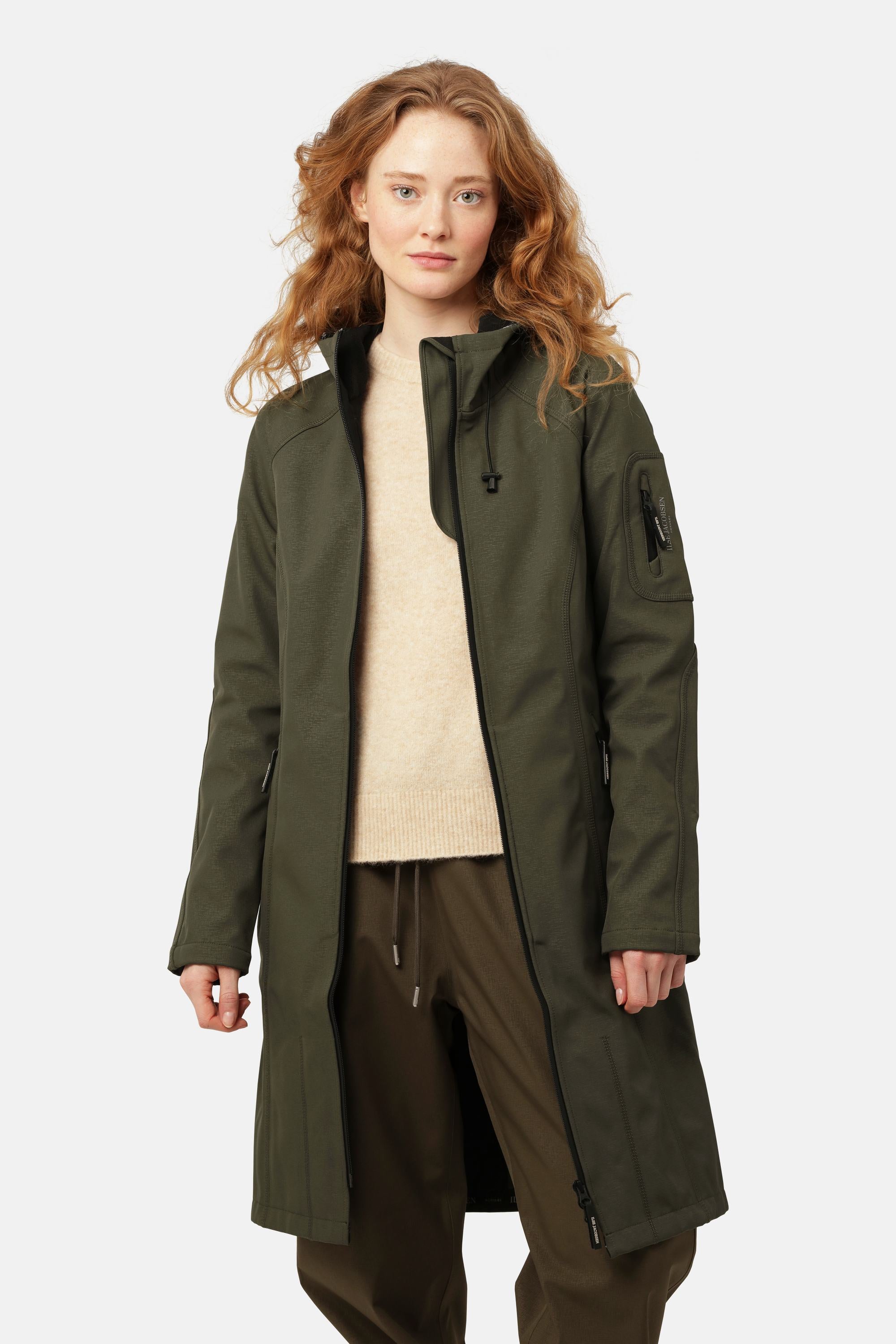 Long Softshell Raincoat - Army